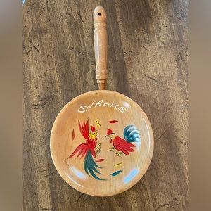 Vintage 1950’s Japanese rooster wooden snack bowl mid century modern kitchen